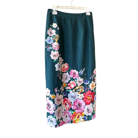 SUNDANCE CATALOG Graceful Verenia Women Size 6 Floral 100% Linen Maxi Boho Skirt - Picture 9 of 9